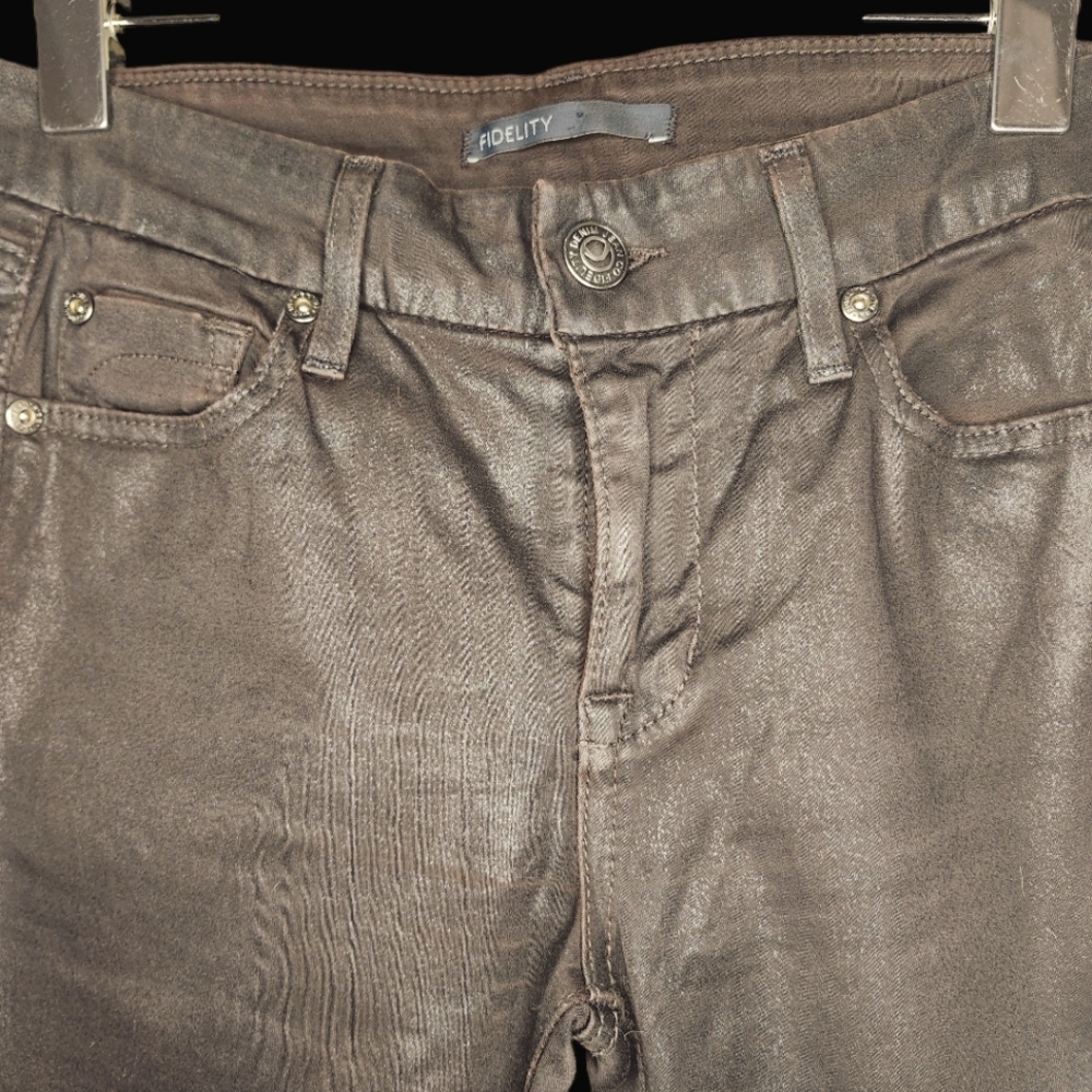 FIDELITY Brown Leatherteen Skinny Jeans- 27 - Picture 4 of 7